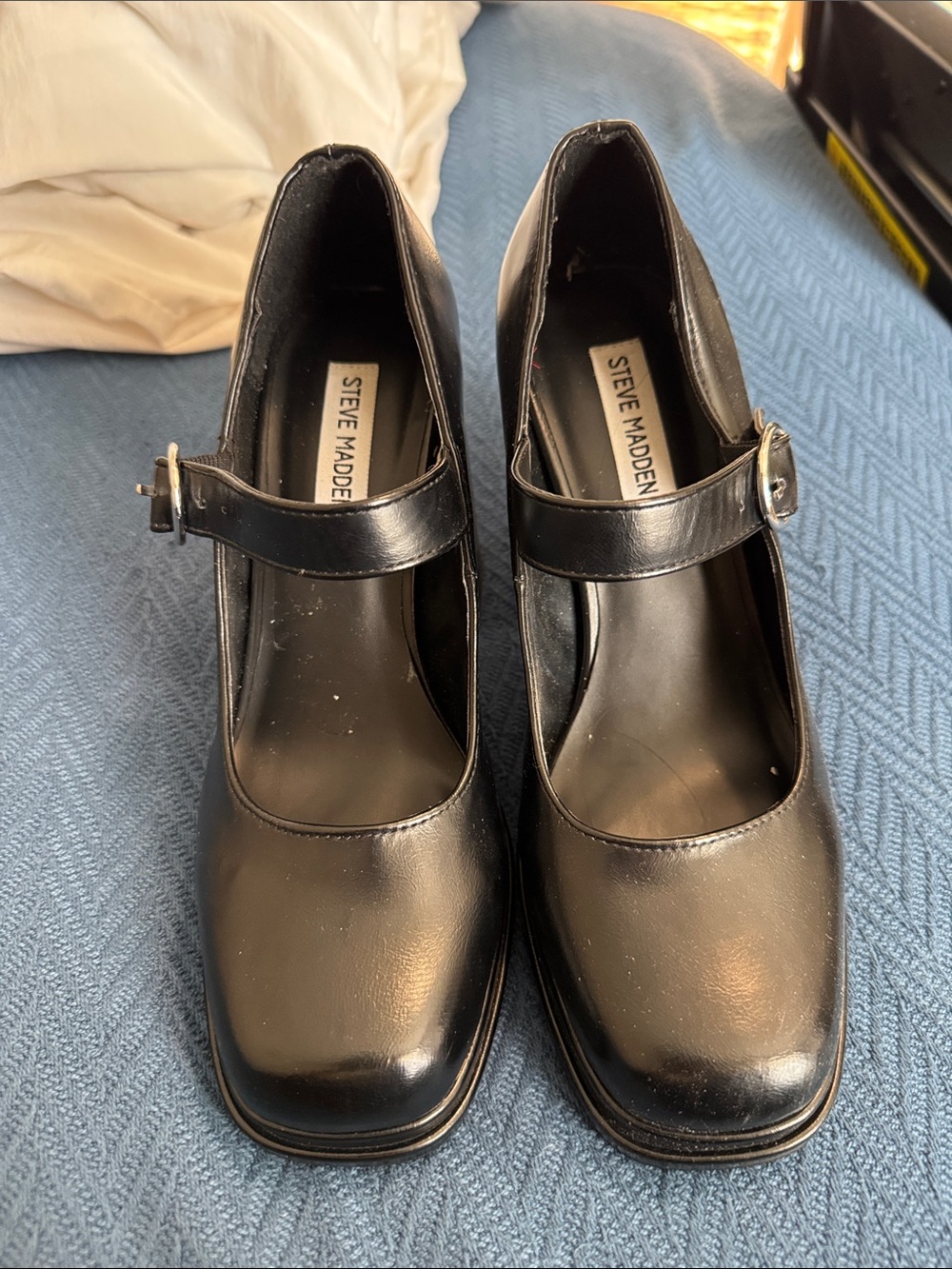 Steve Madden Black Mary Jane Block Heels